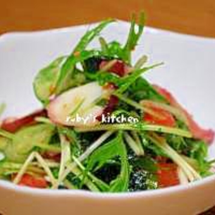 タコと水菜のシャキシャキサラダ